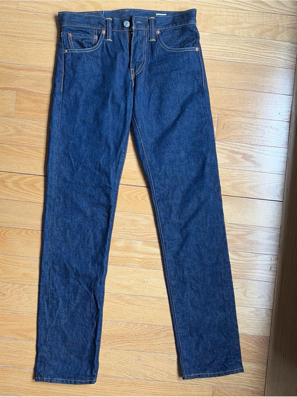 Levi's Women's Slim Jeans Low Rise Y2K Selvage White Oak Cone Denim Dark Blue